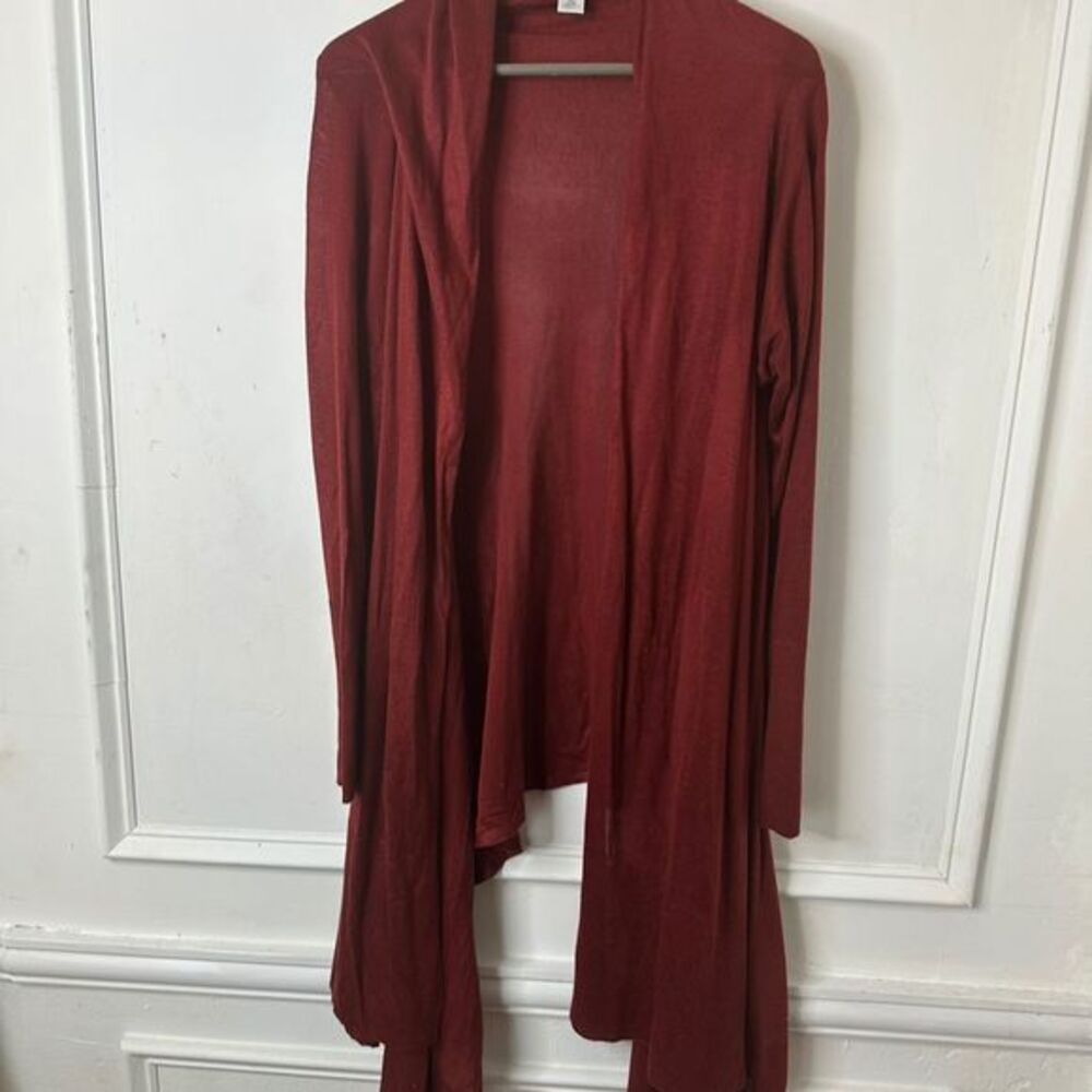MIXIT Women's XL Burgundy Open Front Acrylic Knit Cardigan Sweater